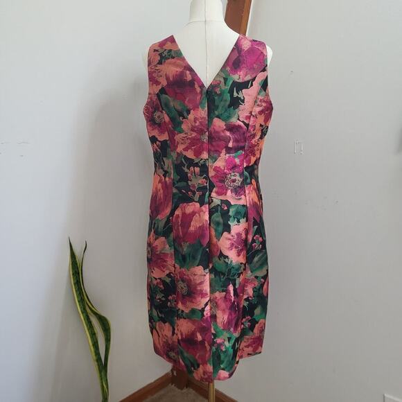 NWT ANNE KLEIN V-neck Textured Floral Sheath Dress Size 8 - Picture 3 of 12